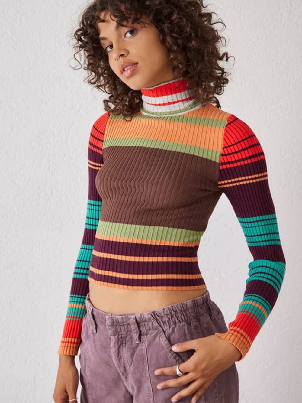 BDG Hudson Turtleneck Stripe Jumper Urban Outfitters Size M